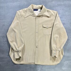 Vintage Schwartz Bros Las Vegas Faux Suede Western Snap Shirt Beige XL